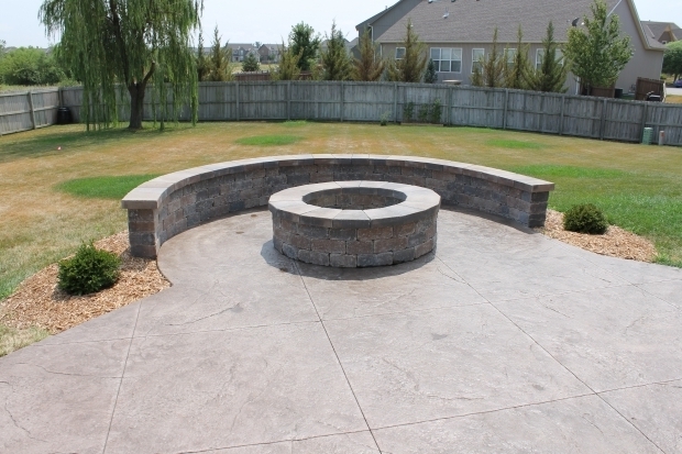 Stamped Concrete Patio With Fire Pit